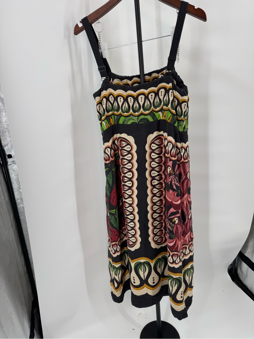 FARM Rio Botanical Print Strap Midi Dress in Green, Red and Black - Picture 4 of 7